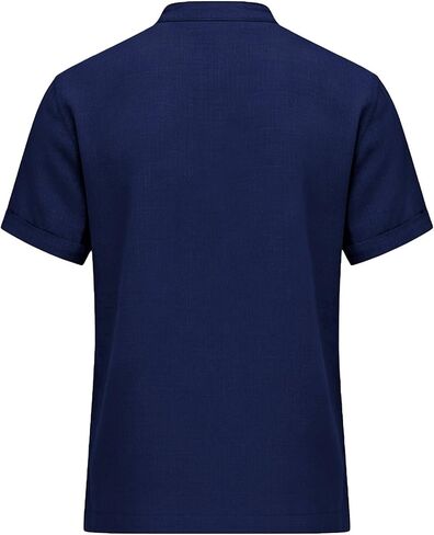 Cotton Linen Short Sleeve Shirts for Men Casual Summer Top Breathable Lightweight Button Down Relaxed Beach Shirt in Kuwait