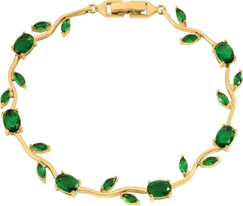Tulip Flower Bracelet for Women 14K Gold Plated Stainless Steel with Colorful Zircon Stones Dainty Floral Jewelry Gift for Her,Mothers Day gift in Saudi Arabia