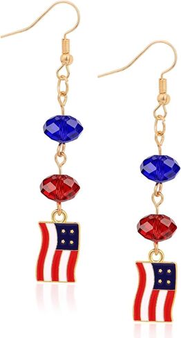 Independence Day Earrings Gifts for Women, Red White and Blue Dangle Beads Earrings, 4th of July Patriotic Theme Party Outfit Accessories, Memorial Day Celebration Holiday Birthday Gifts for girlfriend wife sister in Kuwait