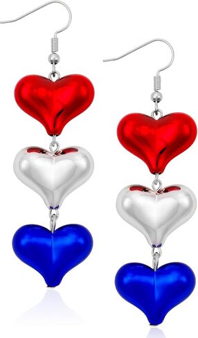 Independence Day Earrings Gifts for Women, Red White and Blue Dangle Beads Earrings, 4th of July Patriotic Theme Party Outfit Accessories, Memorial Day Celebration Holiday Birthday Gifts for girlfriend wife sister in Kuwait