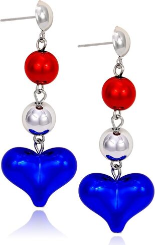 Independence Day Earrings Gifts for Women, Red White and Blue Dangle Beads Earrings, 4th of July Patriotic Theme Party Outfit Accessories, Memorial Day Celebration Holiday Birthday Gifts for girlfriend wife sister in Kuwait