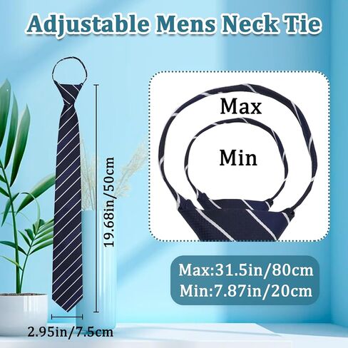 Zipper Ties for Men, Pre-tied Adjustable Mens Tie Striped Men's Neck Ties for Suit Business Wedding Daily in Kuwait