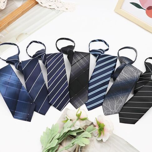 Zipper Ties for Men, Pre-tied Adjustable Mens Tie Striped Men's Neck Ties for Suit Business Wedding Daily in Kuwait