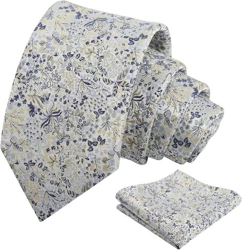 مجموعة ربطات العنق المنعشة ذات الأزهار الرجالية من Alizeal مع مربع جيب لحفلات الزفاف الربيعية ومناسبات الحديقة in Kuwait