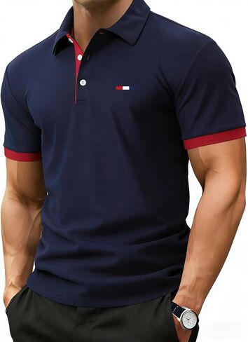 Men’s Classic Polo Shirt Short Sleeve Shirts for Men's Regular-Fit Casual Tops Summer Fashion Golf Polo in Kuwait