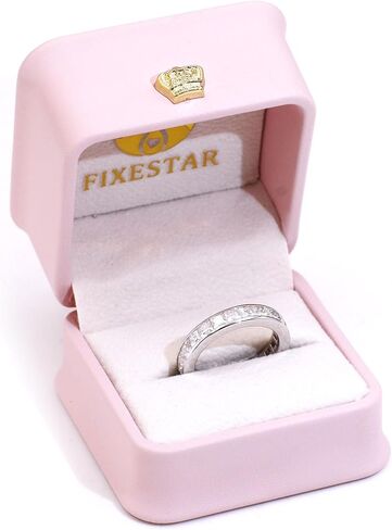 3.15 Carat Eternity Bands for Women, DF Color VVS Clarity Princess Cut Moissanite Rings for Couples,Sterling Silver with 18K White Gold Plated Wedding Rings for Women (10) in Saudi Arabia