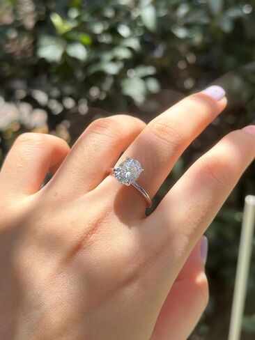 Ladylike Moissanite Bridal Ring Sets for Women 2CT Oval Cut Solitaire Engagement Ring & 0.7CT Half Eternity Wedding Band Rings, Size 7 in Kuwait