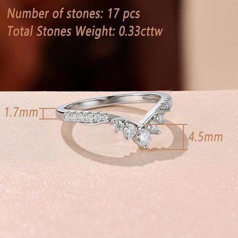 Moissanite Vintage Crown Eternity Rings Curved Wedding Bands for Women Stackable D Color VVS1 White Gold Plated Silver in Saudi Arabia
