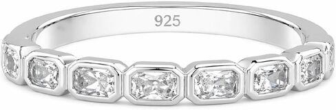 Radiant Cut Moissanite Half Eternity Wedding Band, Bezel Set, 925 Sterling Silver, East-West Bridal Ring, EF-VS, 0.60 TCW in Saudi Arabia