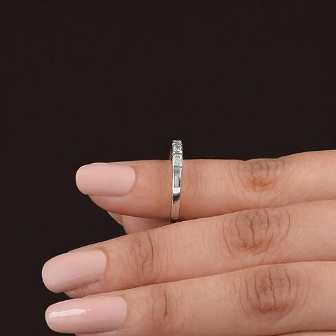 Radiant Cut Moissanite Half Eternity Wedding Band, Bezel Set, 925 Sterling Silver, East-West Bridal Ring, EF-VS, 0.60 TCW in Saudi Arabia