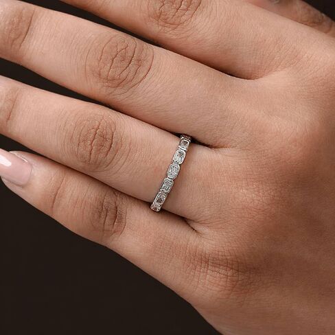 Radiant Cut Moissanite Half Eternity Wedding Band, Bezel Set, 925 Sterling Silver, East-West Bridal Ring, EF-VS, 0.60 TCW in Saudi Arabia