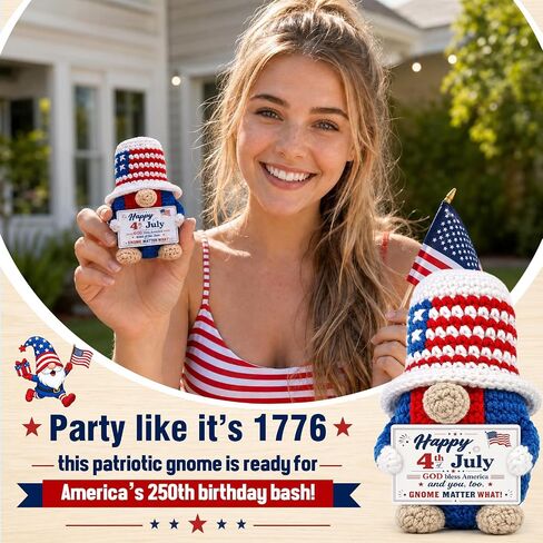 4th of July Independence Decorations - Patriotic USA Independence Day 250th 250 Years Anniversary Merchandise Crochet Gnomes Decor Gifts, Fourth of July Table Home Indoor, God Bless America in Saudi Arabia