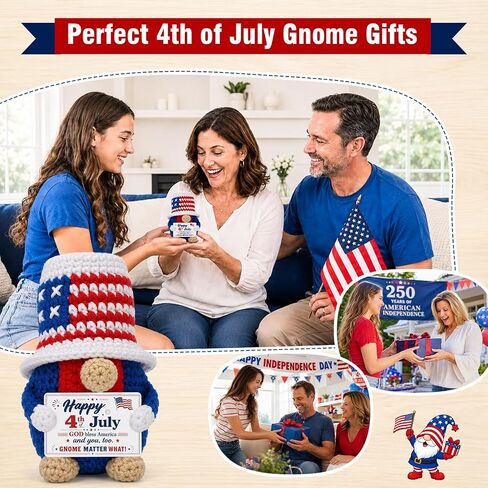 4th of July Independence Decorations - Patriotic USA Independence Day 250th 250 Years Anniversary Merchandise Crochet Gnomes Decor Gifts, Fourth of July Table Home Indoor, God Bless America in Saudi Arabia