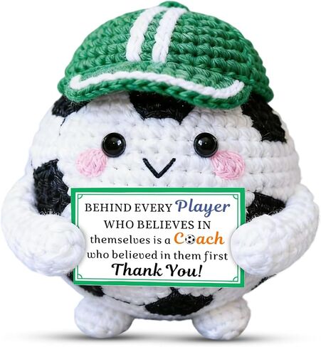 Fathers Day Dad Gifts from Daughter Son Wife, Positive Handmade Crochet Dad Valentines Birthday Gift, Funny Cute Small Gif t for Father, I Love You Papa Gif t Idea Unique Mini Soccer Doll for Father in Kuwait