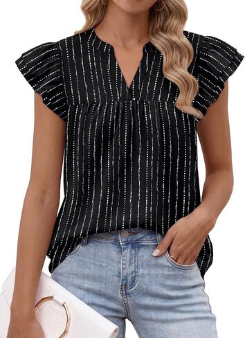 LILLUSORY Womens Ruffle Tops Dressy Casual Flowy Floral Boho Blouses Summer Chiffon Shirts 2026 in Kuwait