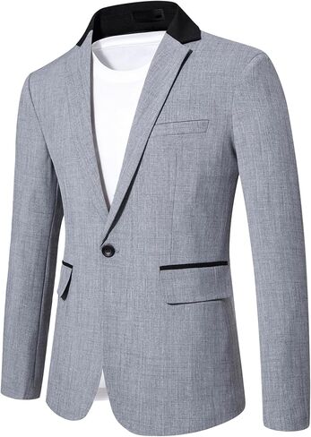 Men's Slim Fit Textured Blazer Jacket, One Button Notch Lapel Sport Coat for Business Casual, Office, Wedding & Party in Saudi Arabia