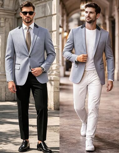 Men's Slim Fit Textured Blazer Jacket, One Button Notch Lapel Sport Coat for Business Casual, Office, Wedding & Party in Saudi Arabia