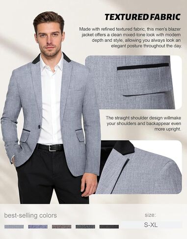 Men's Slim Fit Textured Blazer Jacket, One Button Notch Lapel Sport Coat for Business Casual, Office, Wedding & Party in Saudi Arabia
