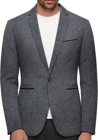 Men's Slim Fit Textured Blazer Jacket, One Button Notch Lapel Sport Coat for Business Casual, Office, Wedding & Party in Saudi Arabia