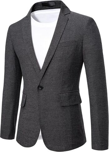 Men's Slim Fit Textured Blazer Jacket, One Button Notch Lapel Sport Coat for Business Casual, Office, Wedding & Party in Saudi Arabia