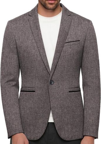 Men's Slim Fit Textured Blazer Jacket, One Button Notch Lapel Sport Coat for Business Casual, Office, Wedding & Party in Saudi Arabia