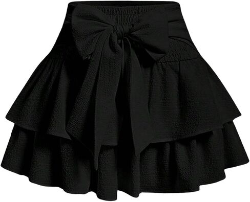 Women's Bow Mini Skirt Y2K Layered Ruffle Short Cake Skirts in Kuwait