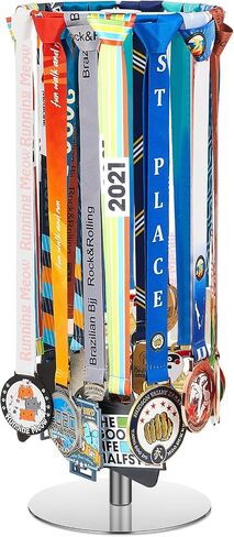 Shimeyao Medal Hanger Display Medal Display Rotatable Medal Holder Rotating Metals Display Rack Adjustable Award Holder Stand for Basketball Running Sports Race (Black,14.5 Inch, 65+ Medals) in Kuwait