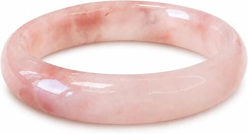 Natural Pink Jade Stone Bangle with Floral Veins, Hand Polished Bracelet for Women, Gift Box Included, Ideal Gift for Wedding Birthday Anniversary in Kuwait