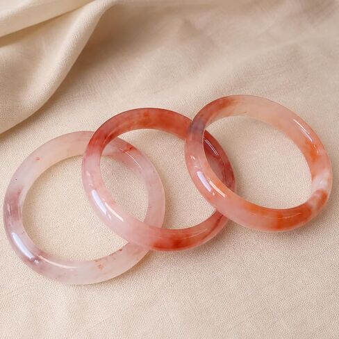 Natural Pink Jade Stone Bangle with Floral Veins, Hand Polished Bracelet for Women, Gift Box Included, Ideal Gift for Wedding Birthday Anniversary in Kuwait