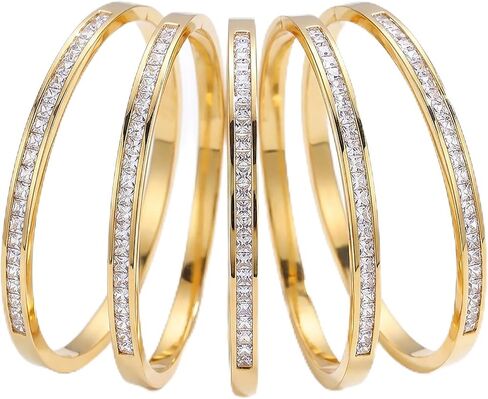 Camhanno Gold Bracelets Set for Women, 18K Gold Plated Rhinestone Stackable Tennis & Bangle Bracelets, Non Tarnish Trendy Jewelry Gift for Mom Birthday Mothers Day in Saudi Arabia