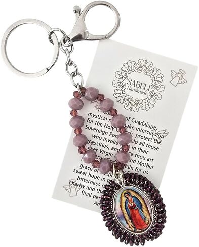 Sabeli Handmade Keychain Clip Holder - Catholic Rosary Bead Prayer - Religious Gifts Men Women - Llavero Catolico Regalo in Saudi Arabia