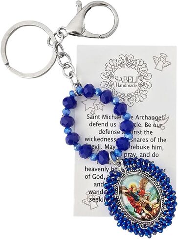 Sabeli Handmade Keychain Clip Holder - Catholic Rosary Bead Prayer - Religious Gifts Men Women - Llavero Catolico Regalo in Saudi Arabia