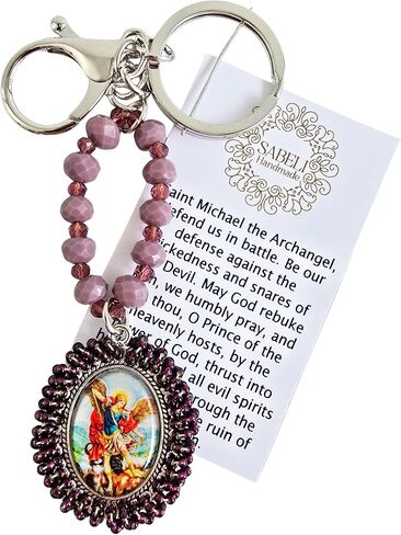 Sabeli Handmade Keychain Clip Holder - Catholic Rosary Bead Prayer - Religious Gifts Men Women - Llavero Catolico Regalo in Saudi Arabia