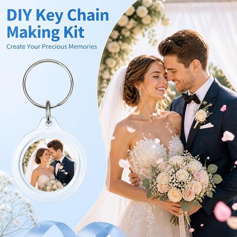 100 Pcs Photo Insert Keychain, Clear Acrylic Picture Keychains Round Blank Picture Frame Keyring Holder for DIY Crafts Wedding Bridal Party Favors Small Business Branding in Kuwait
