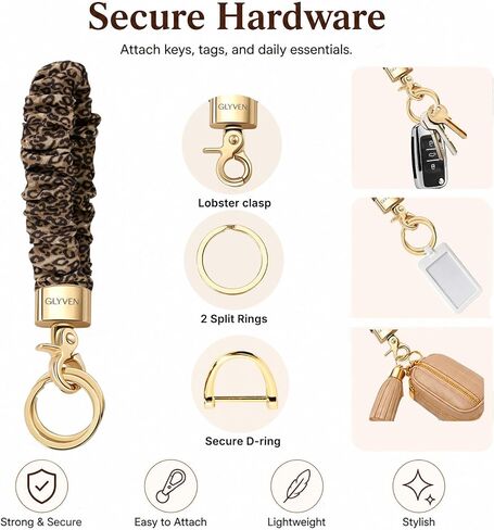 Keychain Wristlet, Cute Wristlet Keychains for Women Men, Scrunchie Stretchy Key Chain Wrist Bracelet for Car Keys in Kuwait