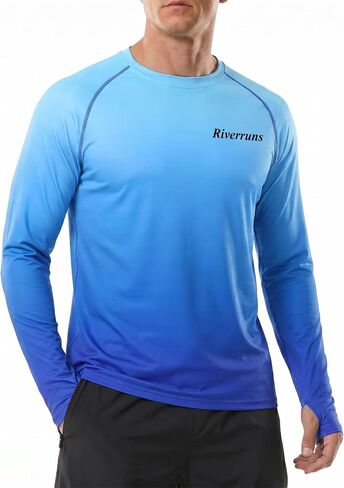 قمصان Riverruns الرجالية بعامل حماية من أشعة الشمس 50+ للحماية من الشمس بأكمام طويلة للرجال، حماية سريعة من الطفح الجلدي in Kuwait