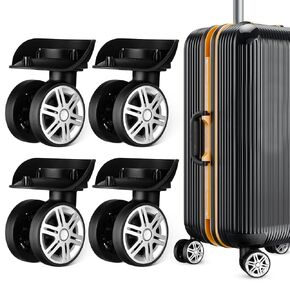 4Pcs Luggage Wheels Replacement, Travel Suitcase Trunk Wheels, Dual Spinner Swivel Casters Repair Kits with Screw, Replacement Left and Right Wheels Mute Bearing Swivel for 360 Degree Rolling, Black in Kuwait