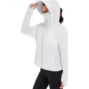 VUTRU Women UPF 50+ Sun Protection Jacket Hoodie Full Zip Pockets Running Yoga Shirts Long Sleeve for Sports Outdoor, White S in Saudi Arabia