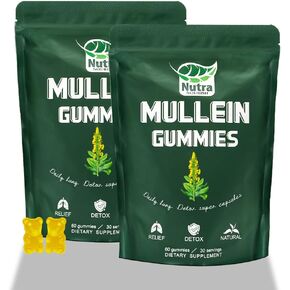 Mullein Gummies, 2000mg Mullein Leaf Extract (50:1) per Serving, Lung & Respiratory Support, Vegan Pear Flavor, 60/120 Count (2) in Saudi Arabia