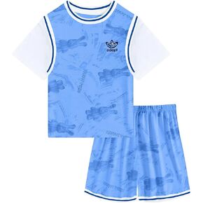 JiAmy Kids Sports Shorts Sets Boys Girls 2 Piece Basketball Jersey Sets Short Sleeve Tops and Shorts Tracksuit in Saudi Arabia