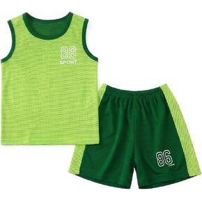 2-Piece Toddler Boy Athletic Clothes for Boys Summer Outfits Sleeveless Mesh Tank Top and Shorts Set Size 3-9T in Saudi Arabia