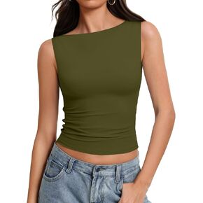 Avidlove Boat Neck Tops for Women Seamless Double Lined Tank Top Cute Basic Fitted Summer Going Out Outfits in Saudi Arabia