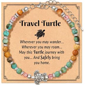 Sea Travel Bracelet Gift for Women, Sea Turtle Travel Gifts with Message Card, Lucky Good Luck Gifts for Friends Sweet Travel Companion for Traveler and Loved Ones in Saudi Arabia
