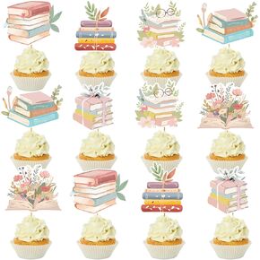 24 Pcs Storybook Cupcake Toppers Storybook Baby Shower Cake Decorations Storybook Baby Shower Decorations Cupcake Toppers for Reading Book Baby Birthday Party in Saudi Arabia