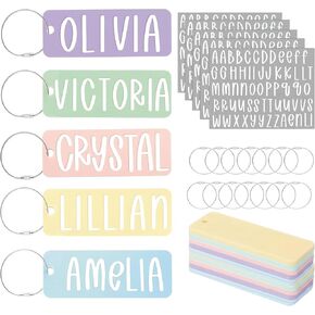 Mifoci 10 Pcs Personalized Name Acrylic Keychain Blanks with Silver Key Rings and White Letter Stickers Customizable Name Tags for Backpack Lunch Box Diaper Bag Gift for Her Him in Saudi Arabia