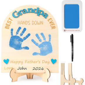 R HORSE Baby DIY Easter Footprint or Handprint Art Sign with Ink Pad, 3D Newborn Bunny Wooden Milestone with Marker Pen, Baby 1st Easter Keepsake Craft Gift Nursery Decor Photo Props for Baby Shower in Kuwait
