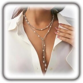 Gold Long Imitation Pearl Beaded Y Lariat Necklace for Women, Boho Adjustable Geometric Mini Bead Choker Necklace Vintage Statement Jewelry Party Gifts in Saudi Arabia