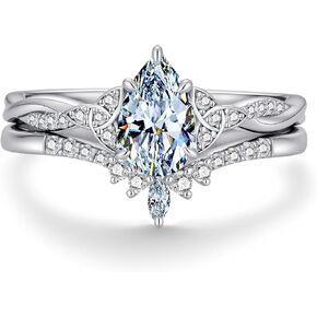 Celtic Knot Wedding Rings Set Sterling Silver Pear-Cut Moissanite Bridal Sets for Women,18K White Gold Platinum Plated Infinity Twist Engagement Ring Set Jewelry for Anniversary Wedding in Saudi Arabia