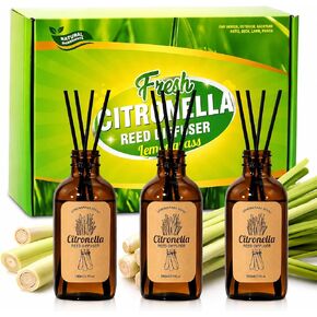 STRN Citronella Reed Diffuser Set, Citronella Scent Oil Diffuser with 18 Sticks, 3 Packs 300ML(10.14fl.oz), Summer Air Fresheners, Refreshing Long-Lasting Fragrance for Living Room, Bedroom, Office in Saudi Arabia