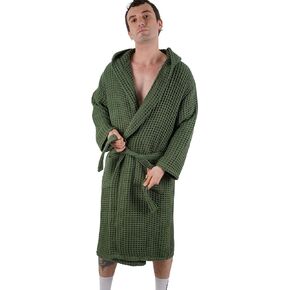 100% Cotton Hooded Waffle Bathrobe for Men in Saudi Arabia